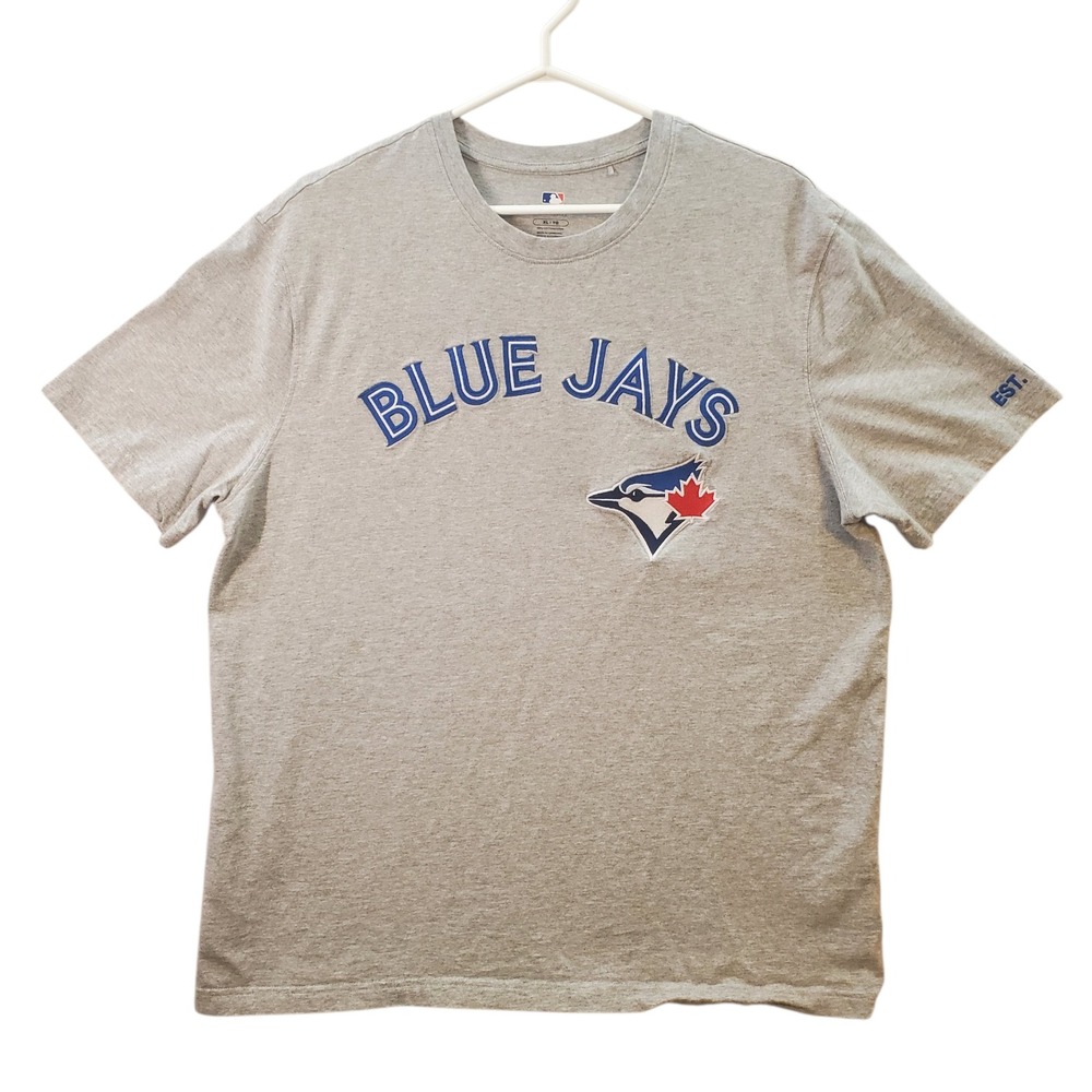 MLB Toronto Blue Jays Men Gray Heathered Graphic T-Shirt XL EST 1977 Embroidered